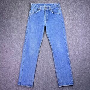 VTG 70s Lee Jeans Mens 30x32 Blue Straight Leg USA Made Talon Zipper Union Denim
